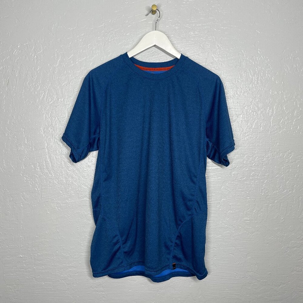 Prana Men XL Blue Short sleeve Crew Shirt Technical Athletic Workout Outdoor